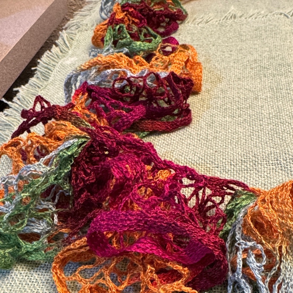 Multi-colored Crochet Ruffled Scarf - Picture 2 of 16